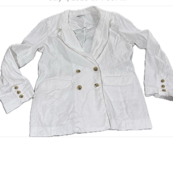 Evereve White linen blend Blazer Oversized Double-Breasted Sz m - Picture 4 of 13